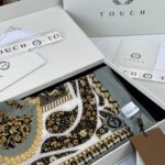 Touch İthal Etnik Desen Yün İpek Şal- 34660 - Su Yeşili Ekru