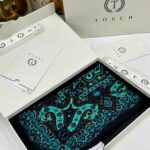 Touch İthal Etnik Desen Yün İpek Şal 34330 - Turkuaz Siyah