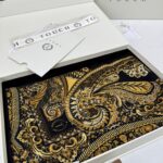 Touch İthal Etnik Desen Yün İpek Şal 34220 - Siyah Gold