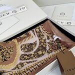 Touch İthal Etnik Desen Yün İpek Şal- 34660 - Latte Ekru