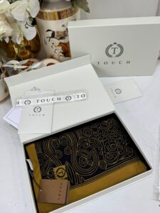 Touch İthal Etnik Desen Pamuk İpek Şal 63459- Vizon Siyah