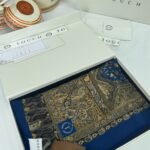 Touch İthal Etnik Desen Pamuk İpek Şal -35330 - Lacivert