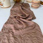 Zebra Desen Pamuk Jakar İpek Şal 23141 - Kahve-Vizon