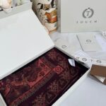 Touch İthal Etnik Desen Yün İpek Şal-34770 -Bordo