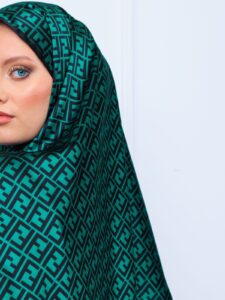 İthal Çifttaraflı Fendi İnci Vual İpek Şal-14500 -Zümrüt