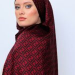 İthal Çifttaraflı Fendi İnci Vual İpek Şal-14500 -Bordo