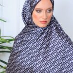 İthal Çifttaraflı Gucci İnci Vual İpek Şal-50140-Gri