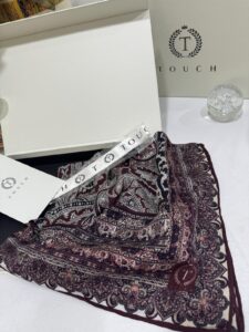 Touch İthal Etnik Desen Yün İpek Şal- 20450 - Bordo