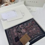 Touch İthal Etnik Desen Yün İpek Şal- 35110 -  Siyah Pudra