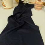 Zebra Desen Pamuk Jakar İpek Şal 23141 - Siyah-Gece mavisi