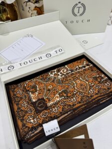 Touch İthal Etnik Desen Yün İpek Şal 34330 - Kahve Ekru