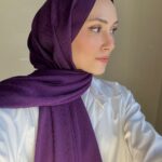 New Desen Pamuk Jakar İpek Şal - 19450 - Mor