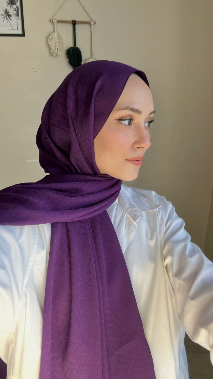 New Desen Pamuk Jakar İpek Şal - 19450 - Mor