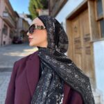 Touch İthal Etnik Desen Yün İpek Şal- 35110 -  Siyah