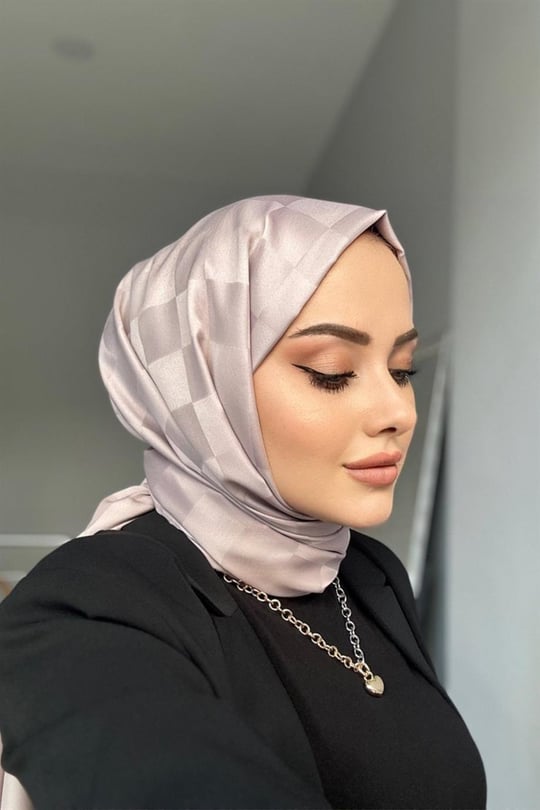 Dama Desen Jakar Şal - Soft Vizon