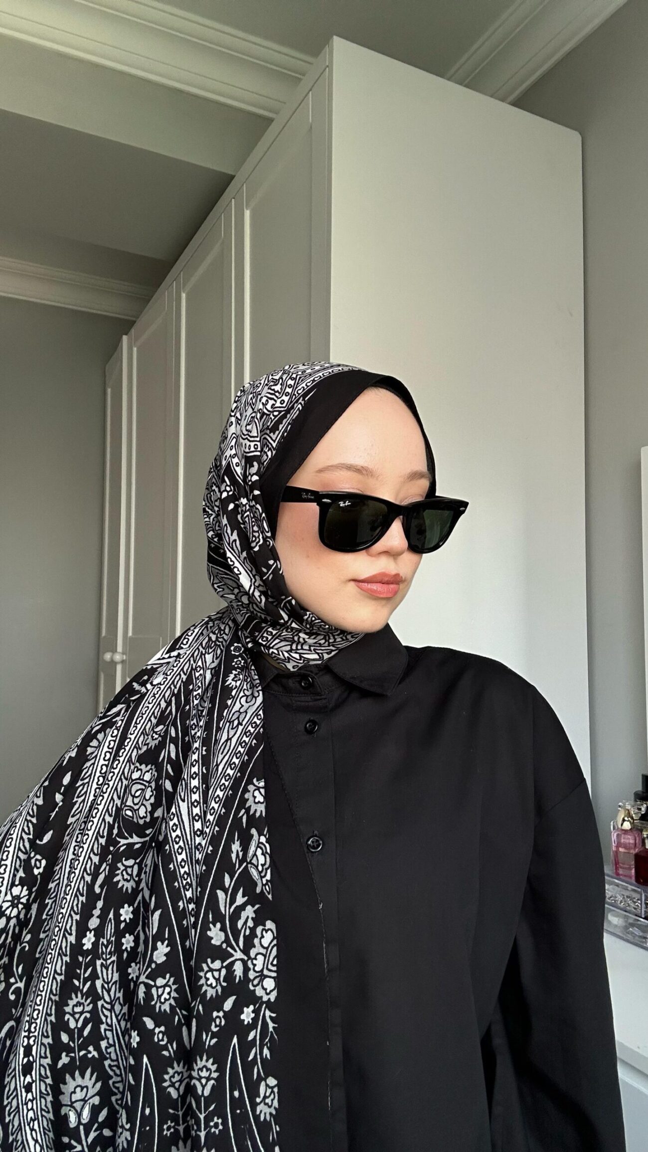 Touch İthal Etnik Desen Pamuk İpek Şal- 99880 - Siyah - Görsel 5