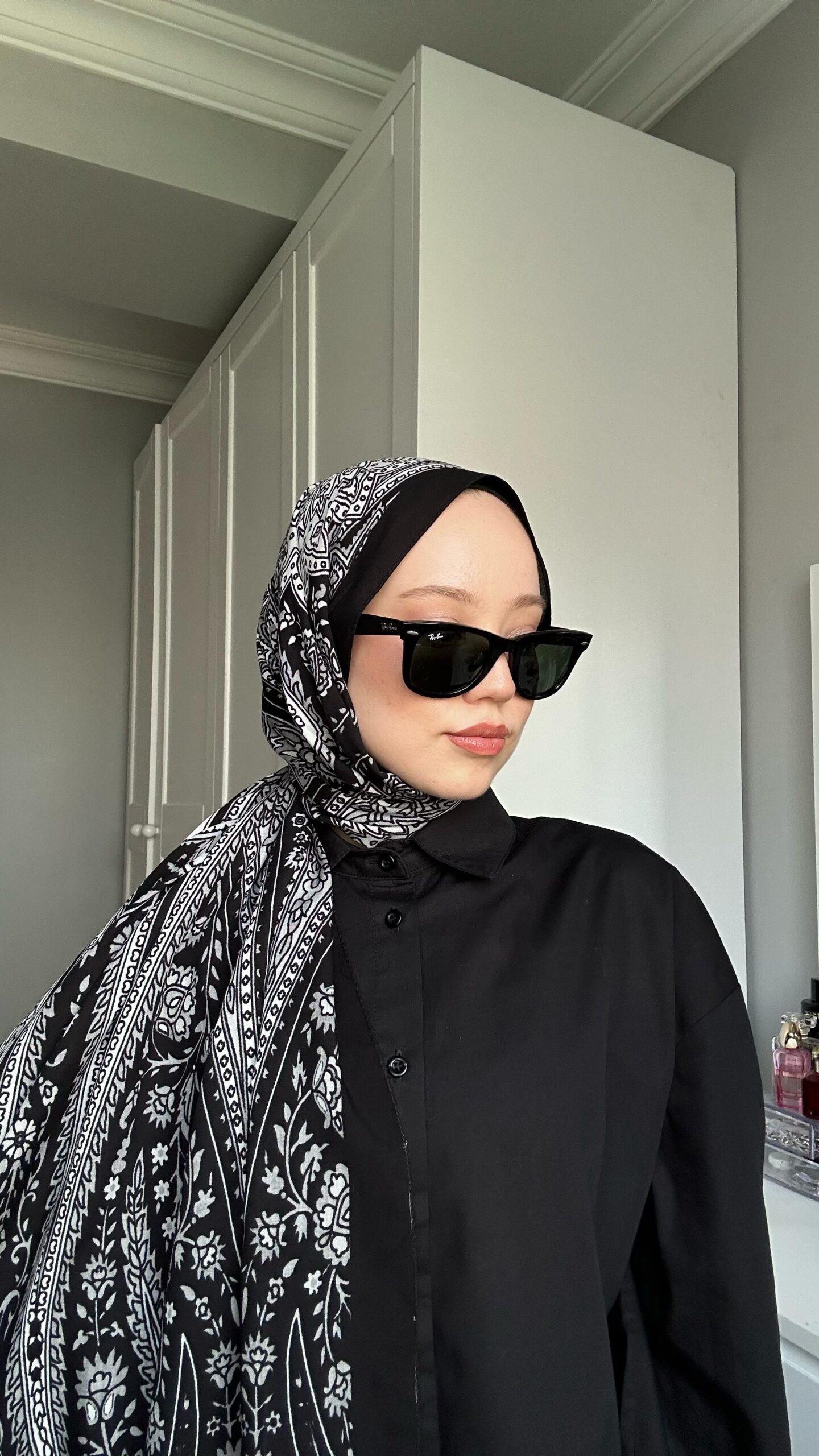 Touch İthal Etnik Desen Pamuk İpek Şal- 99880 - Siyah - Görsel 5