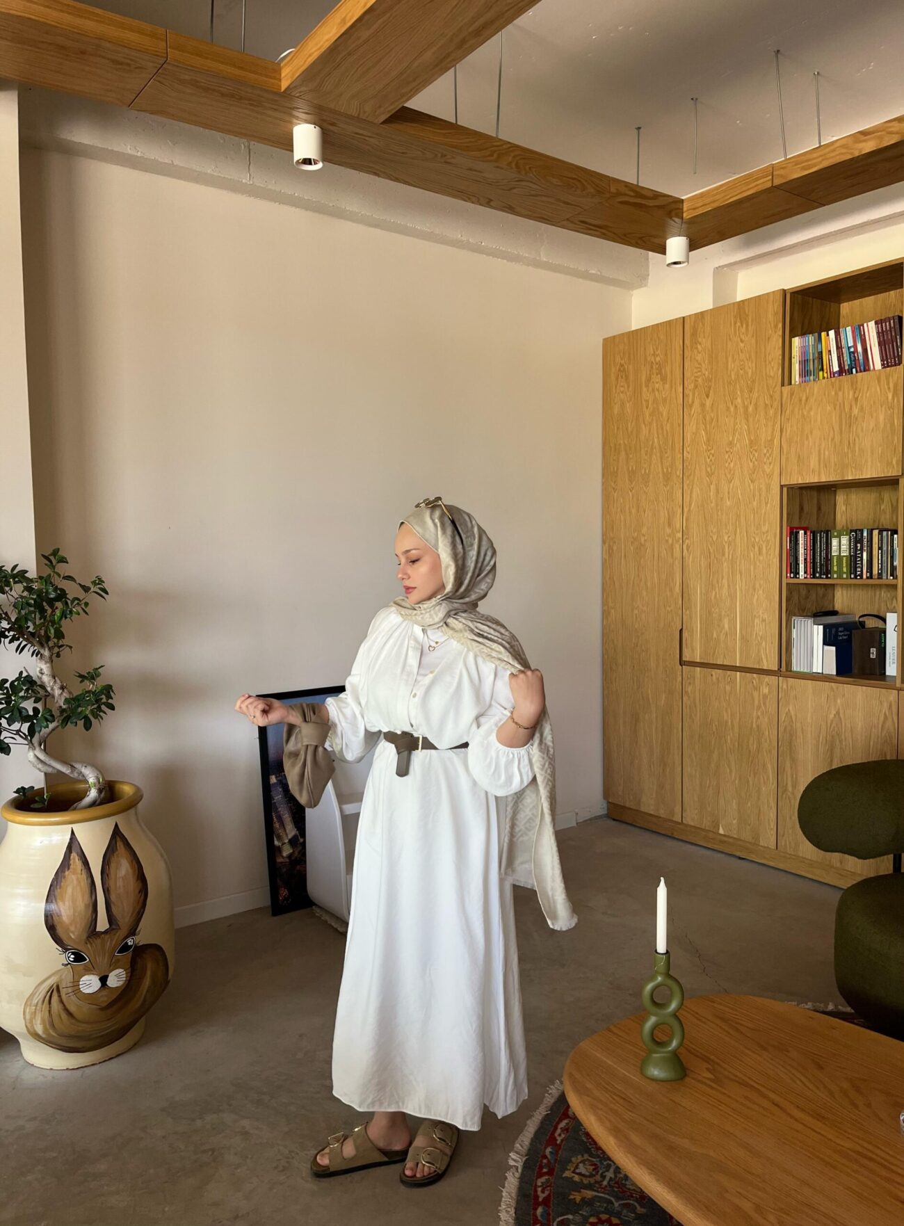 İTHAL A+ Fendi Yün İpek Çift Taraflı Marka Şal 87452 - Bej - Görsel 2