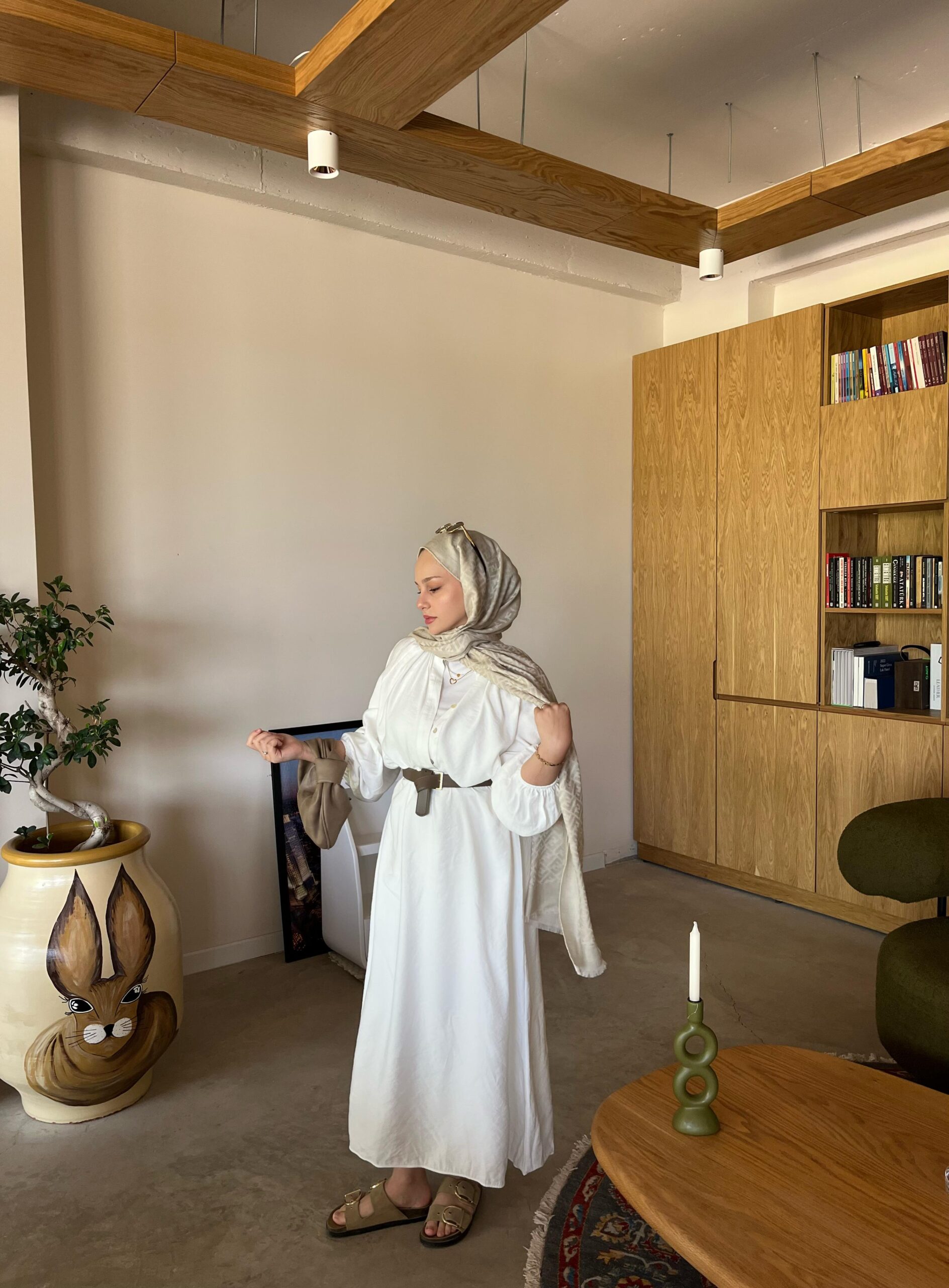 İTHAL A+ Fendi Yün İpek Çift Taraflı Marka Şal 87452 - Bej - Görsel 2