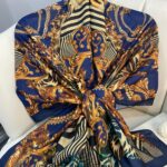 Etnik Leopar Desenli Pamuk Soft Şal 56320 - Lacivert