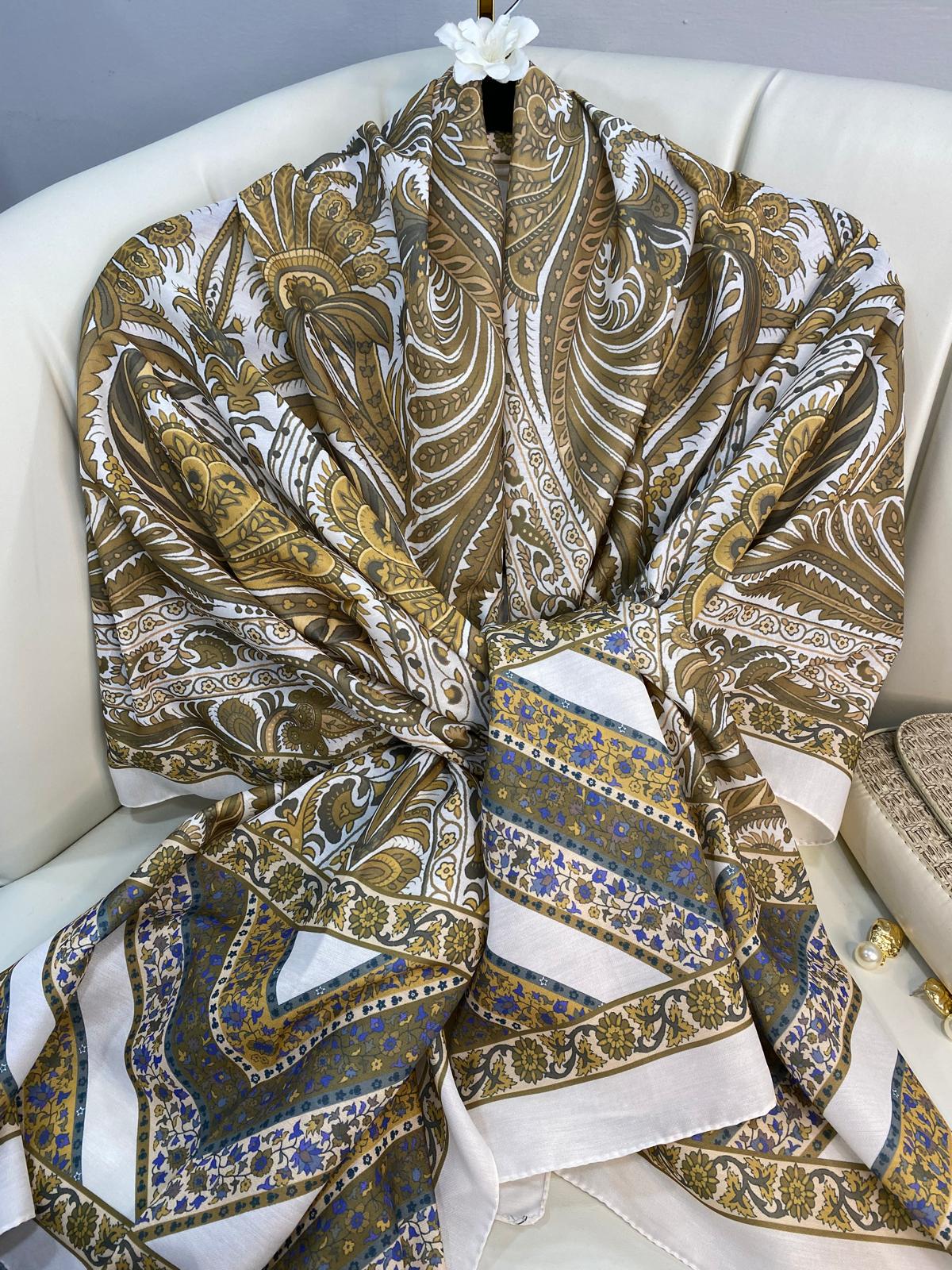 Etro Desen New Pamuk Soft Şal 23012 - Vizon - Görsel 3