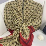 NEW GUCCİ Desen Pamuk İpek Şal-64750- Bordo