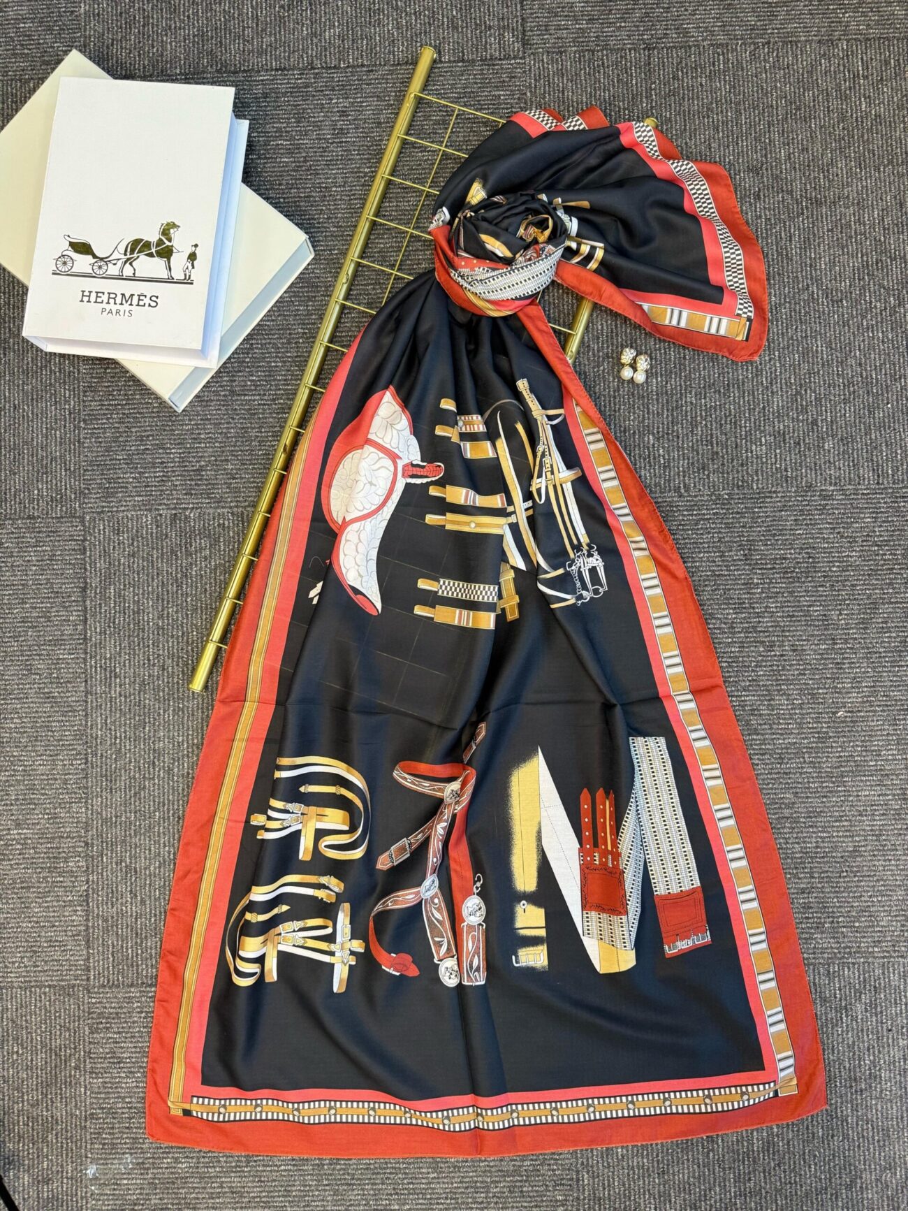 hermes pamuk soft şal - 32014 Siyah-Bordo