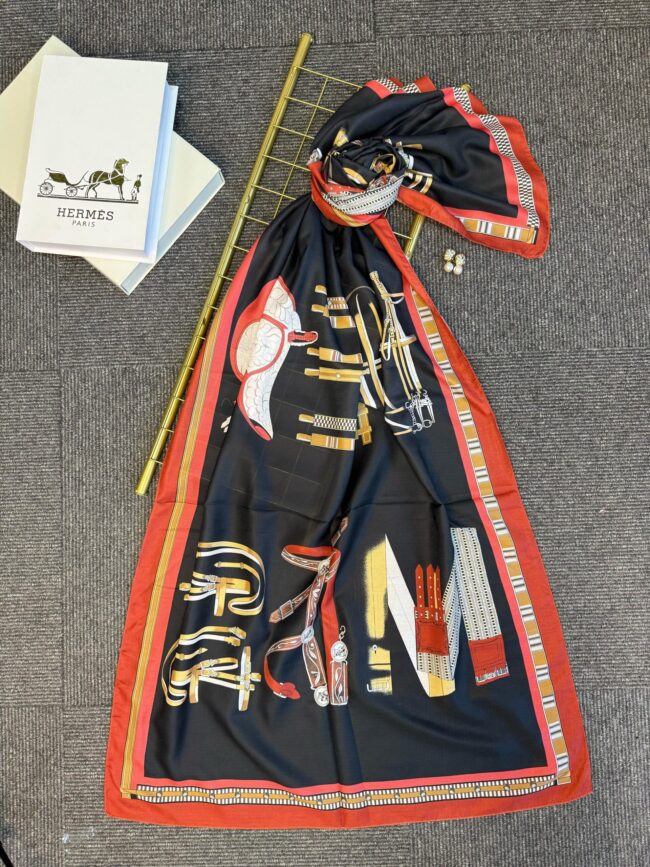 hermes pamuk soft şal - 32014 Siyah-Bordo