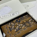 Touch İthal Etnik Desen Yün İpek Şal 34330 - Kahve Mavi