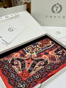 Touch İthal Etnik Desen Yün İpek Şal 34330 - Turuncu