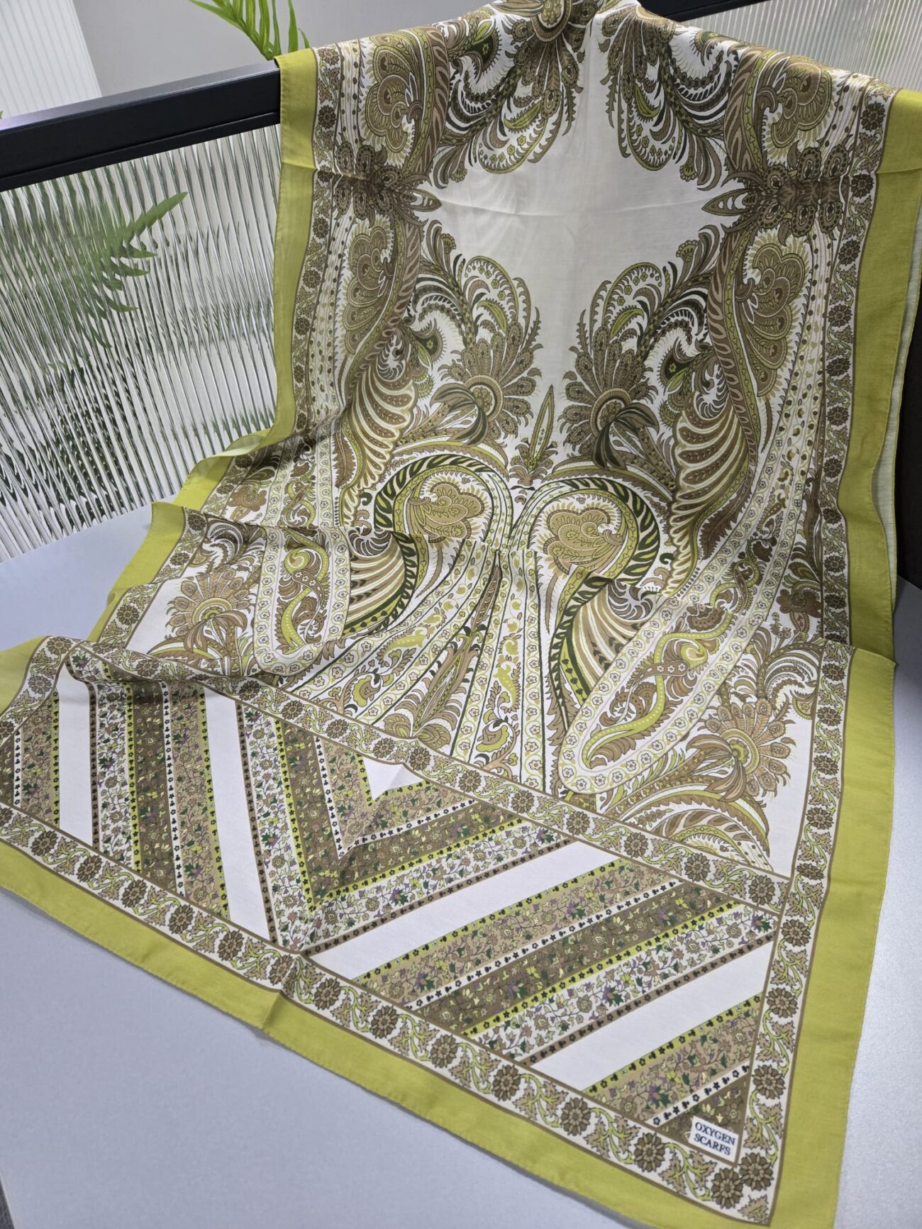 Etro Desen New Pamuk Soft Şal 23012 - Yağ Yeşili - Görsel 3