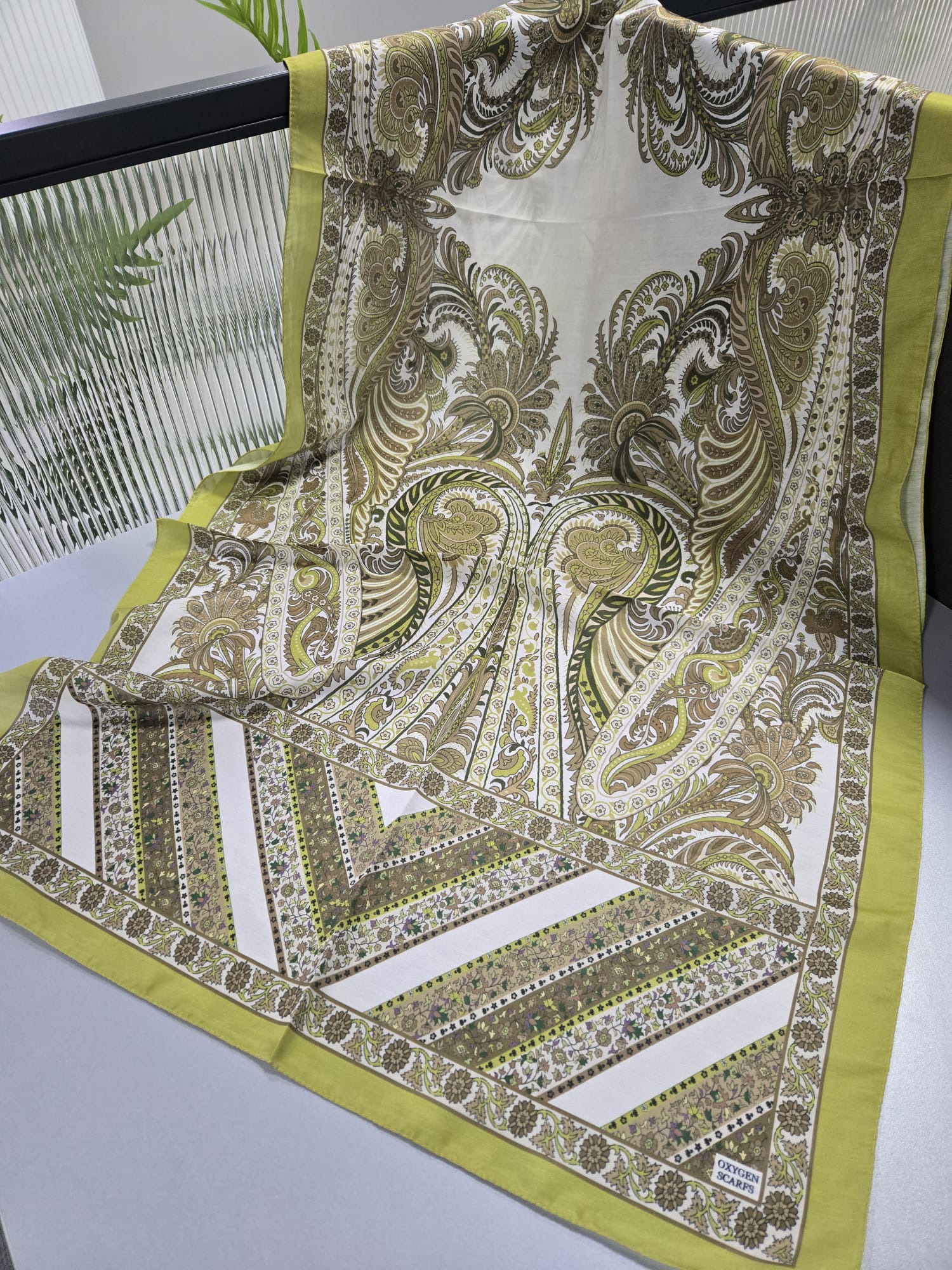 Etro Desen New Pamuk Soft Şal 23012 - Yağ Yeşili - Görsel 3