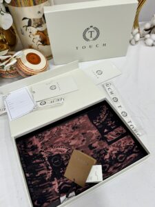 Touch İthal Etnik Desen Yün İpek Şal-  34550 - Bordo Siyah