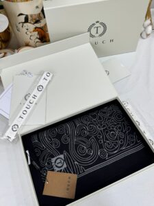 Touch İthal Etnik Desen Pamuk İpek Şal 63459- Siyah