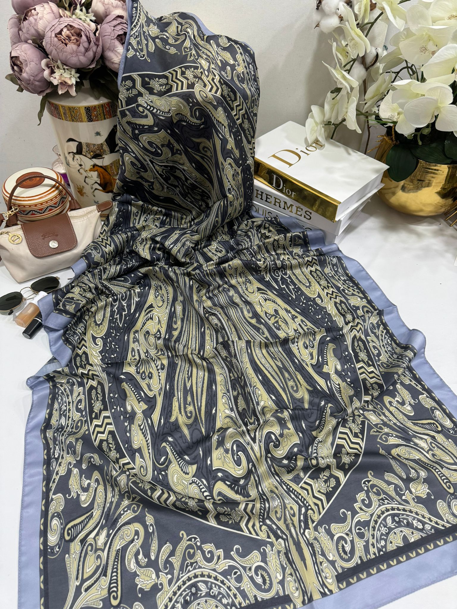 Etro Pamuk İpek Şal 52340 - Antrasit - Görsel 2