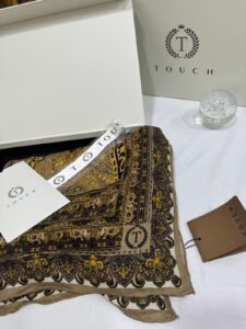 Touch İthal Etnik Desen Yün İpek Şal- 20450 - Vizon