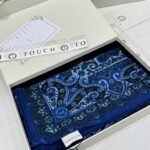 Touch İthal Etnik Desen Yün İpek Şal 34330 - Lacivert