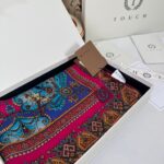 Touch İthal Etnik Desen Yün İpek Şal-34770 -Pembe