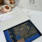 Touch İthal Etnik Desen Pamuk İpek Şal -35330 - Gece Mavisi