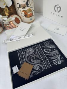 Touch İthal Etnik Desen Pamuk İpek Şal- 99770-Siyah
