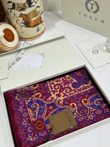 Touch İthal Etnik Desen Yün İpek Şal-  34550 - Mor