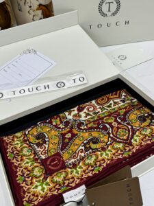 Touch İthal Etnik Desen Yün İpek Şal 34330 - Bordo Turuncu