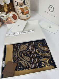 Touch İthal Etnik Desen Pamuk İpek Şal- 99770 -  Camel