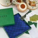 İthal Çifttaraflı Gucci İnci Vual İpek Şal-50140-Lacivert