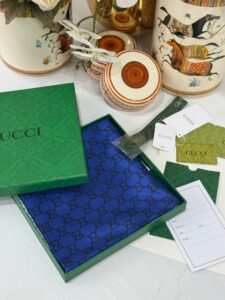 İthal Çifttaraflı Gucci İnci Vual İpek Şal-50140-Lacivert