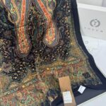 Touch İthal Etnik Desen Pamuk İpek Şal -35330 - Siyah Turuncu