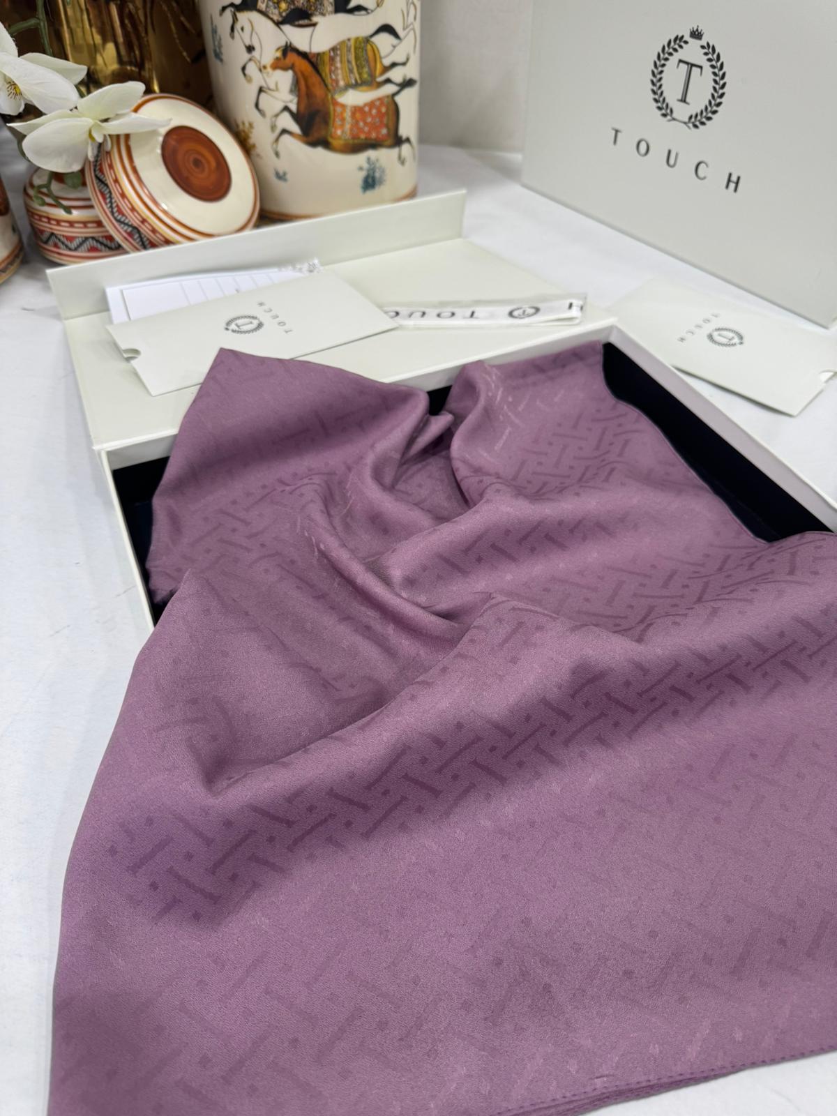 New Desen Pamuk Jakar İpek Şal - 19450 - Lila