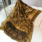 Touch İthal Etnik Desen Yün İpek Şal-  34550 - Kahve