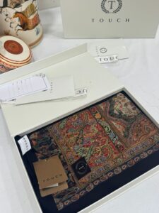 Touch İthal Etnik Desen Pamuk İpek Şal -35330 - Siyah Turuncu