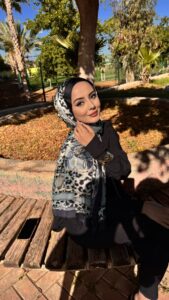 Hermes Leopar Çift Taradlı Vual İpek Şal 11143 - turkuaz